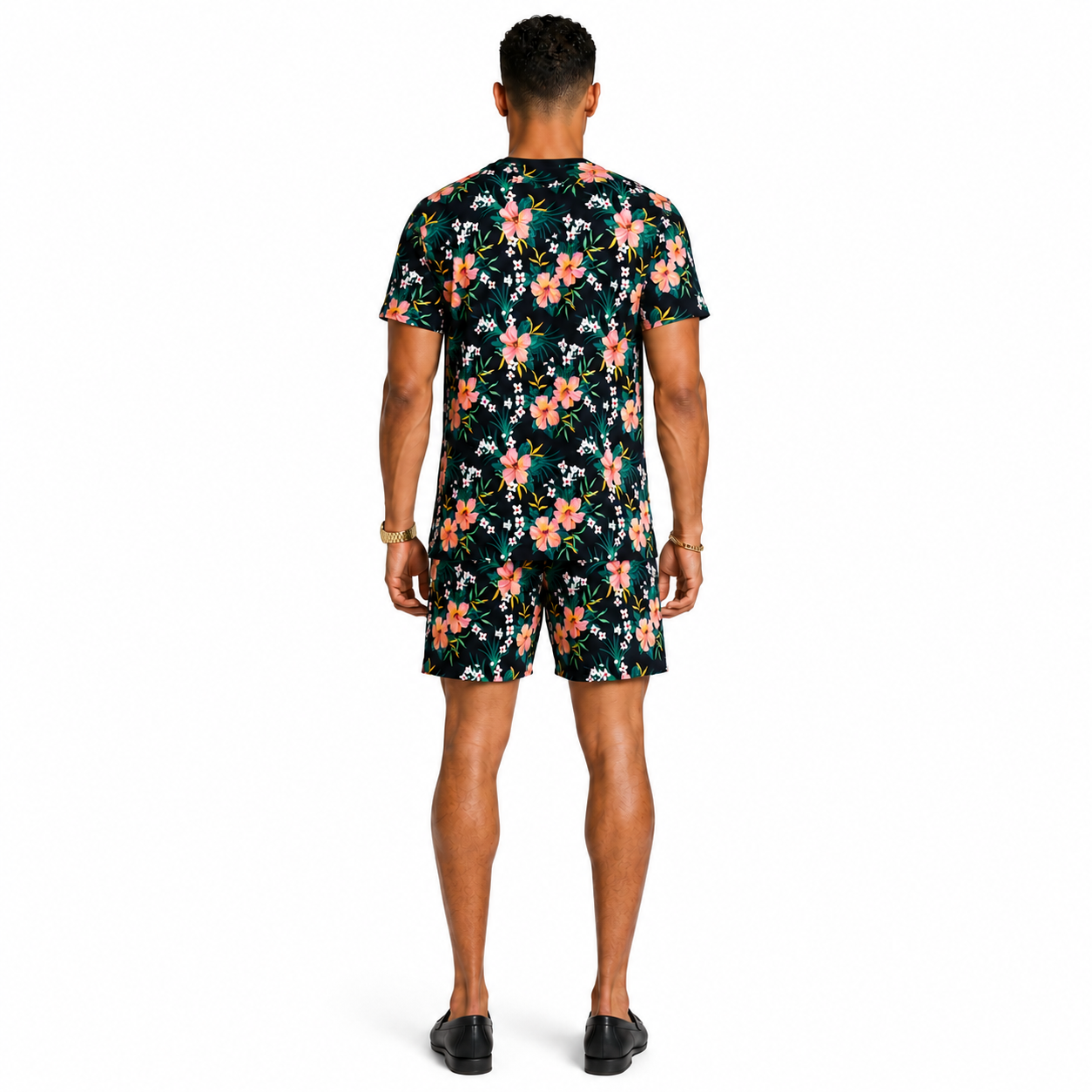 Divided Men’s Tropical Floral Pocket T-Shirt – Bold in Bloom, Size Large.