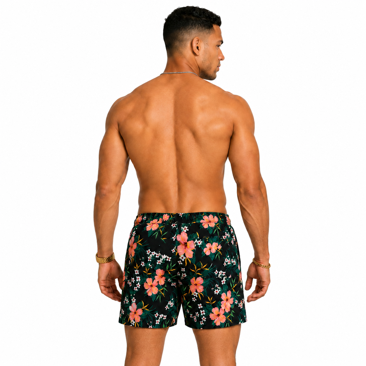 Divided Men’s Floral Print Sweat Shorts – Island Breeze Style, Size Large.