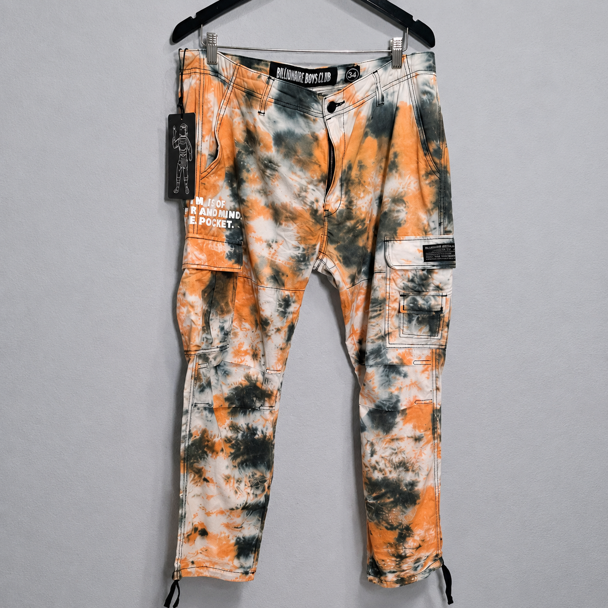 Billionaire Boys Club Men’s Tie-Dye Cargo Pants, Size 34.