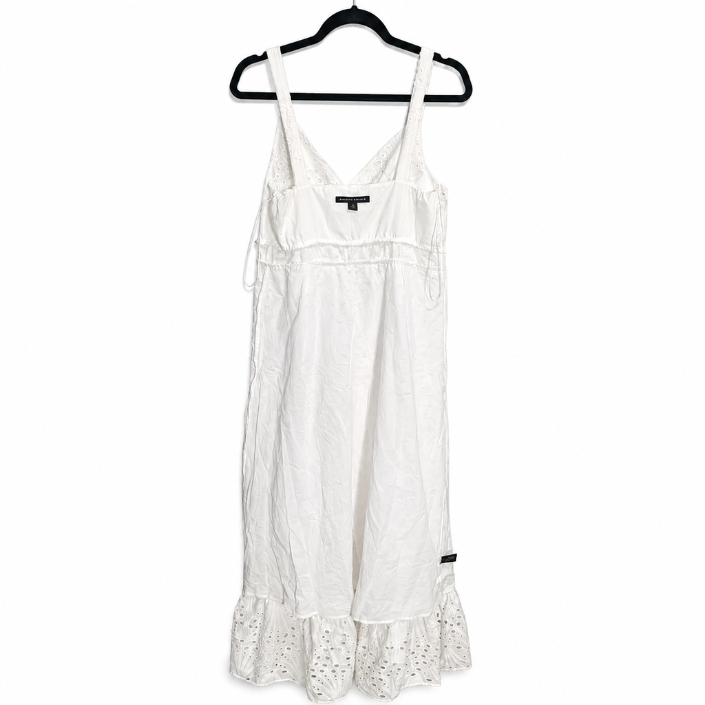 Boston Proper Women’s White Eyelet Ankle-Length Dress – Elegant Summer Maxi, Size 10.