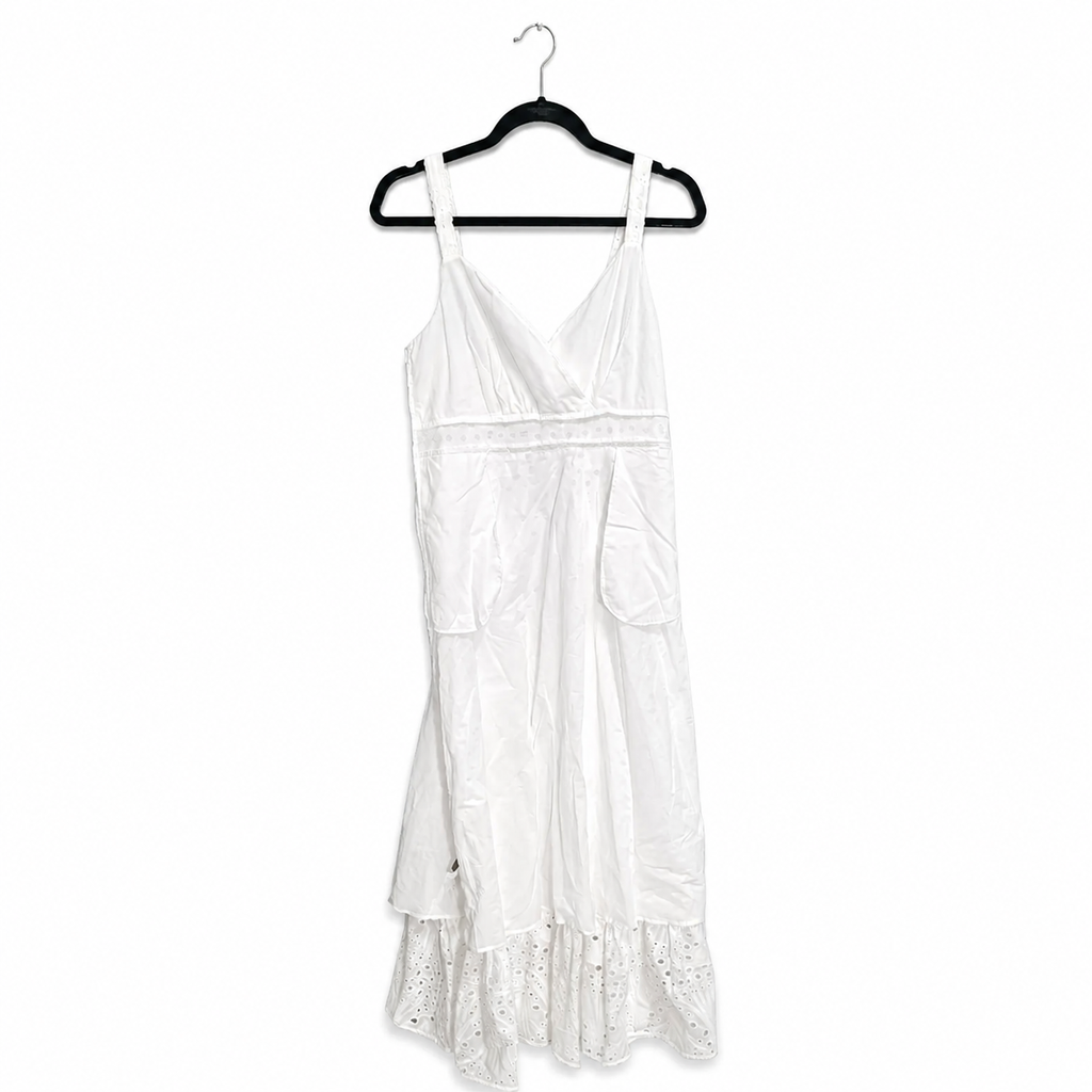 Boston Proper Women’s White Eyelet Ankle-Length Dress – Elegant Summer Maxi, Size 10.