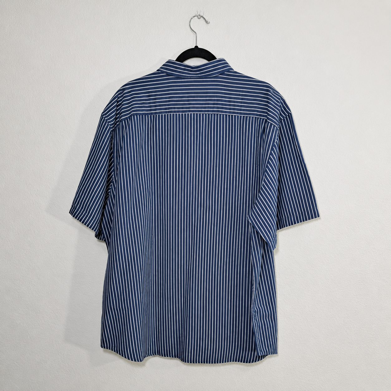 Old Navy Men’s Everyday Shirt XXXL Blue White Stripe Short Sleeve Button Front Regular Fit NWT