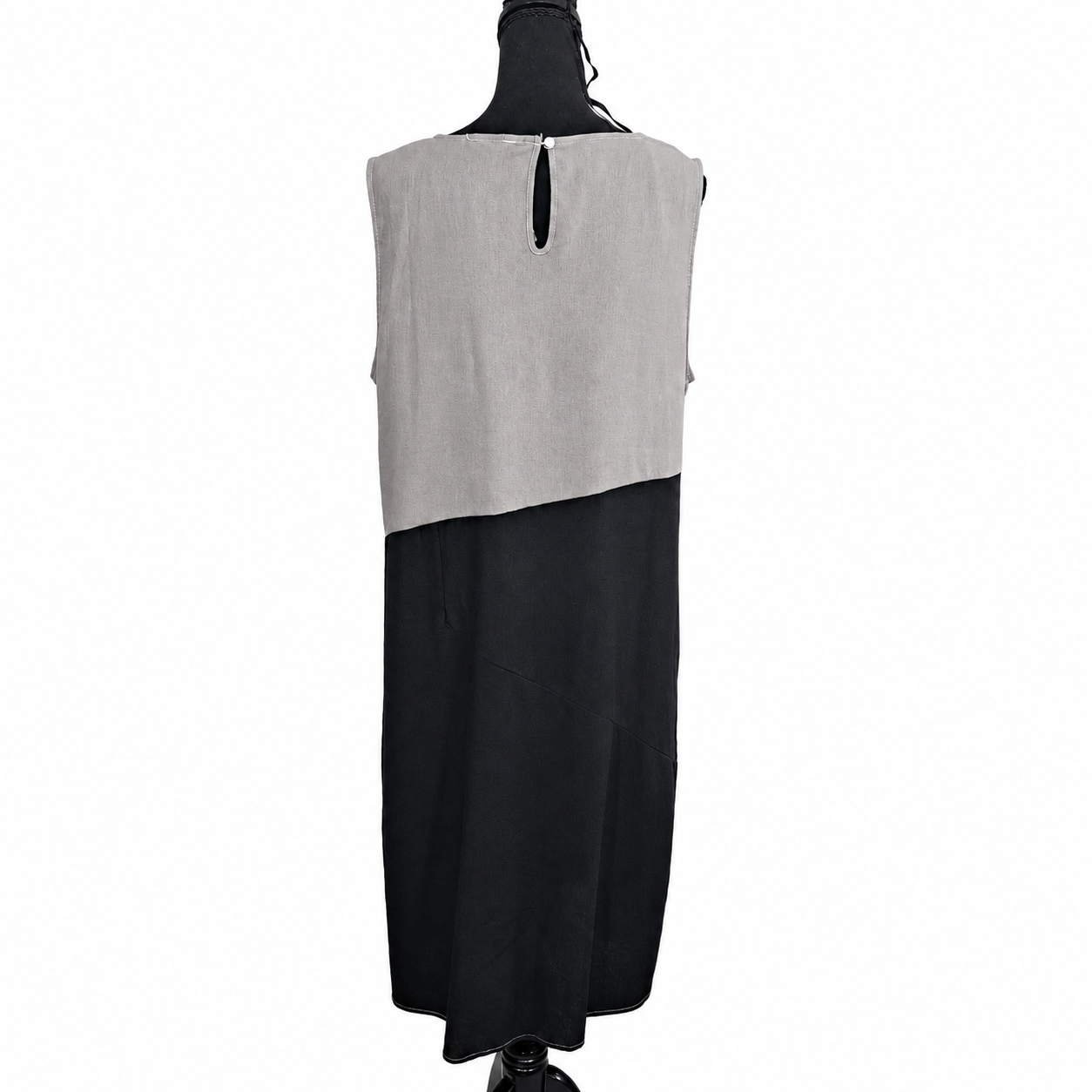 For Cynthia Womens Size XL, Colorblock Linen Blend Sleeveless Midi Dress Black White Gray NWT