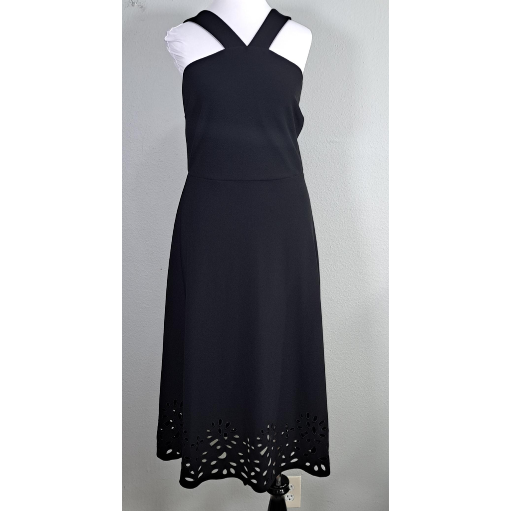 Boston Proper Beyond Travel High Neck Laser Cut Midi Dress – Black – Size Small – New With Tags