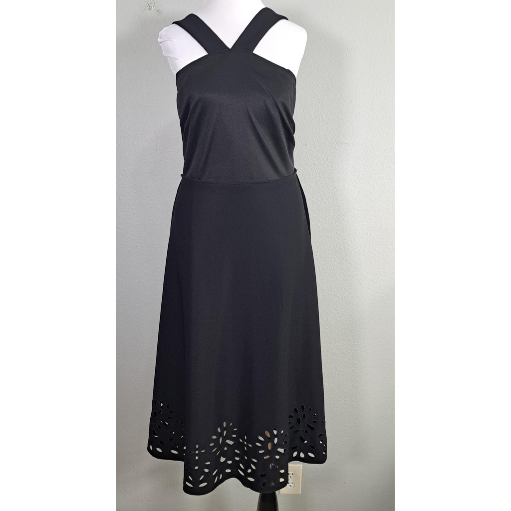 Boston Proper Beyond Travel High Neck Laser Cut Midi Dress – Black – Size Small – New With Tags