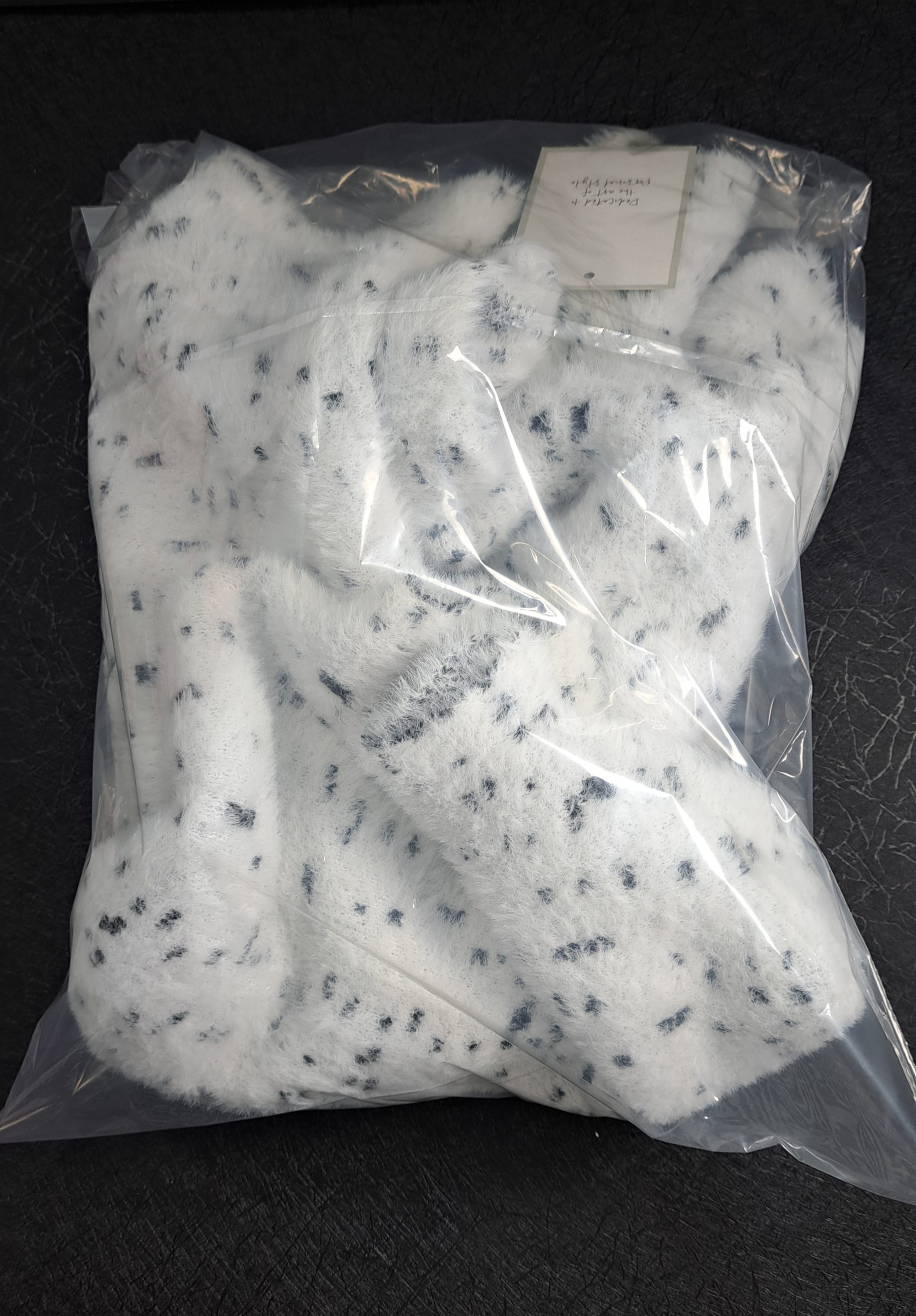 Calligraphie Soft Mock Turtleneck Sweater White Black Speckled Eyelash Knit 3/4 Sleeve, Size L.