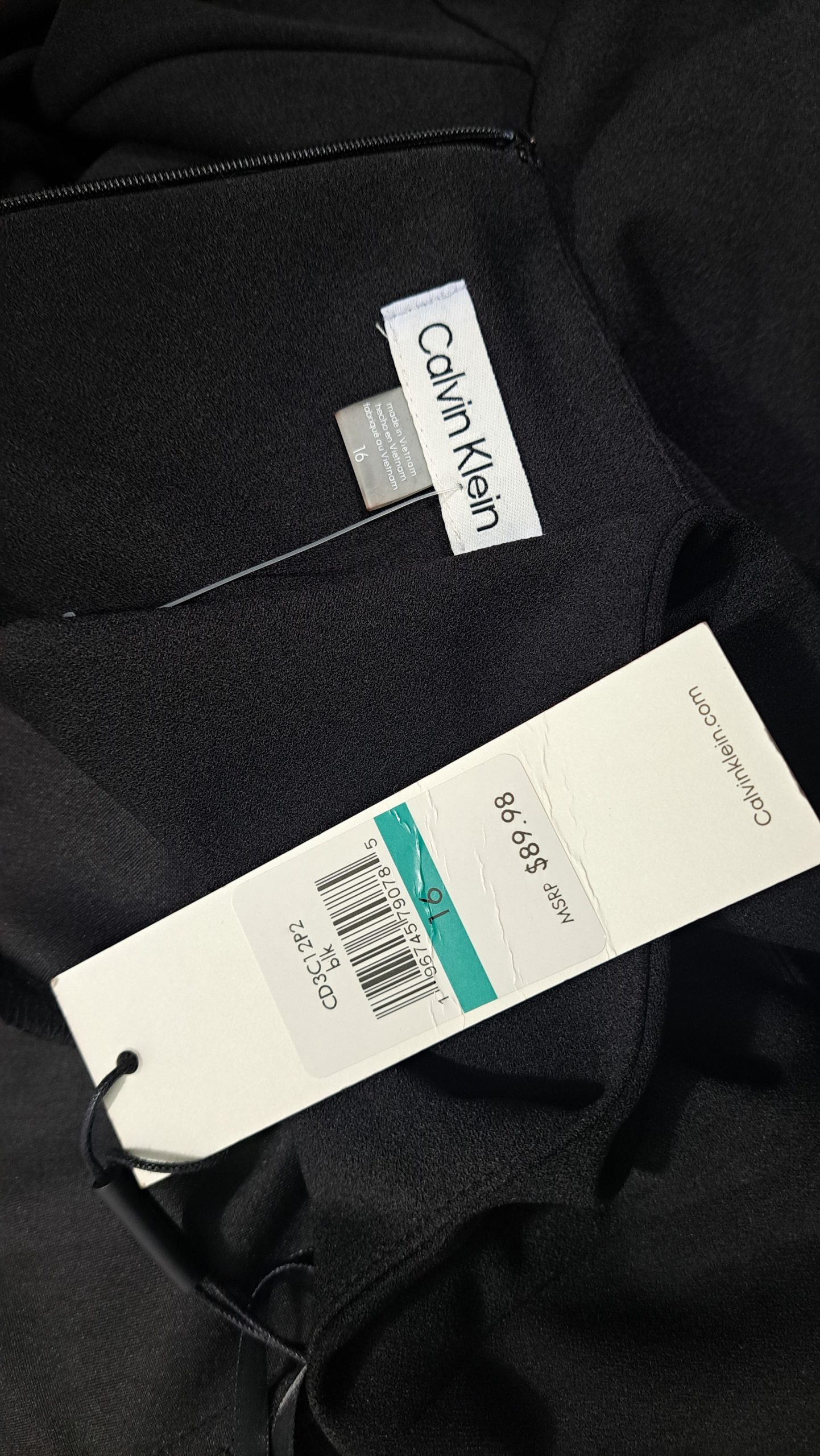 Calvin Klein Black Wide Leg Jumpsuit Size 16 NWT Sleeveless Tie Waist V-Neck.