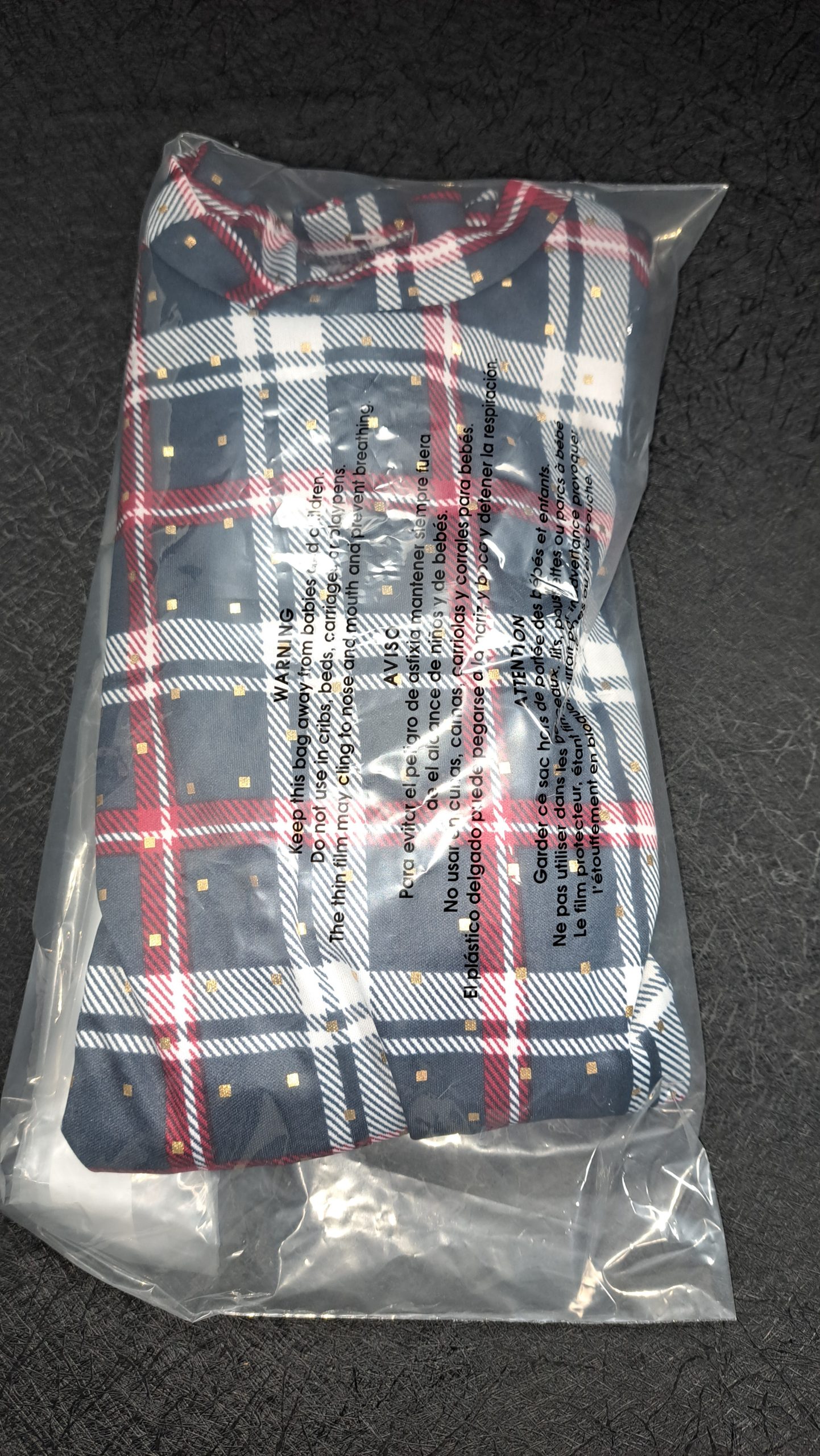 Alex & Parker Plaid Smocked Peplum Blouse Women's Small Navy Red White Long Sleeve NWT