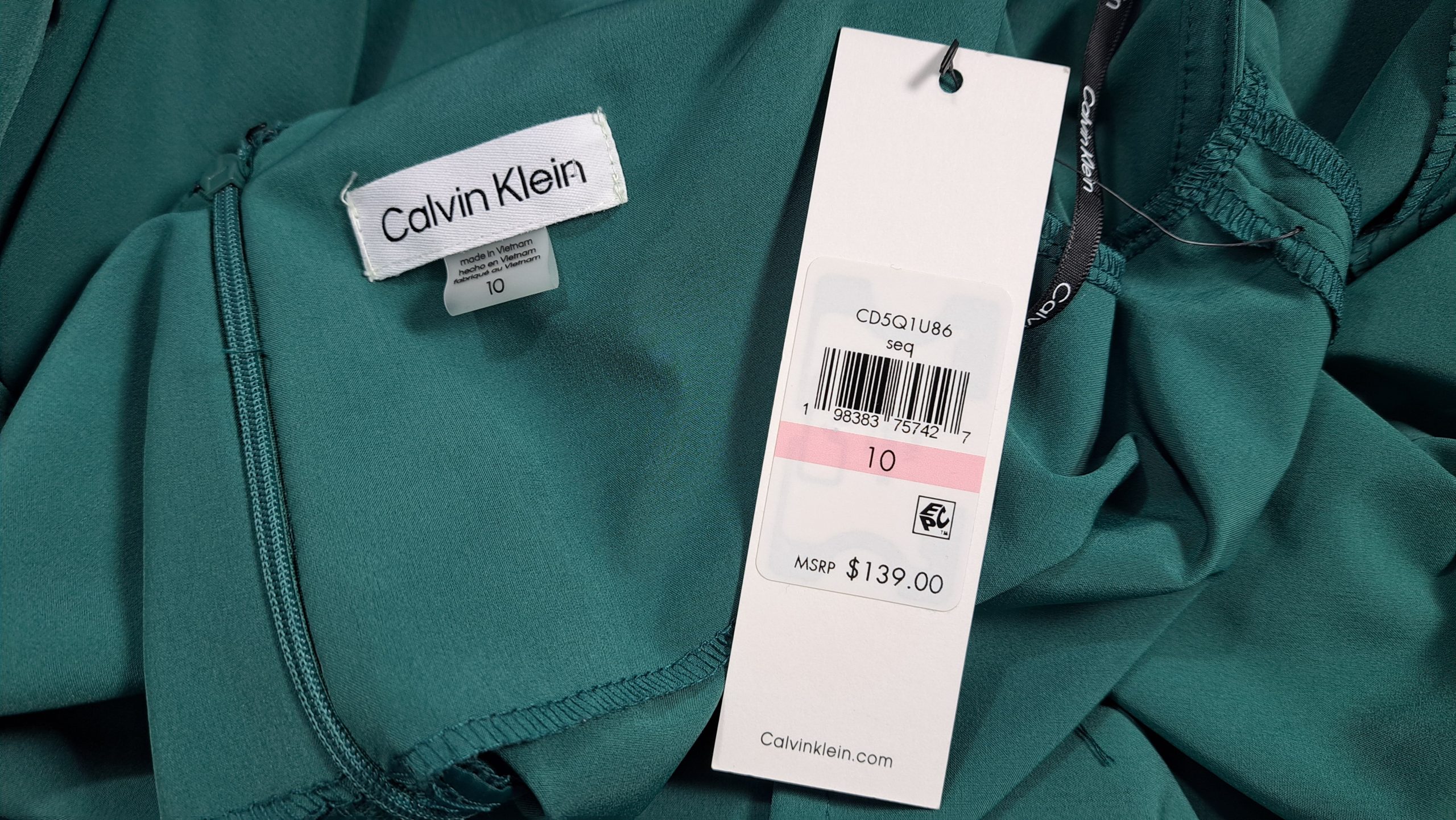 NEW Calvin Klein Emerald Green Flutter Sleeve Belted Straight Leg Jumpsuit Women's Size 10 NWT