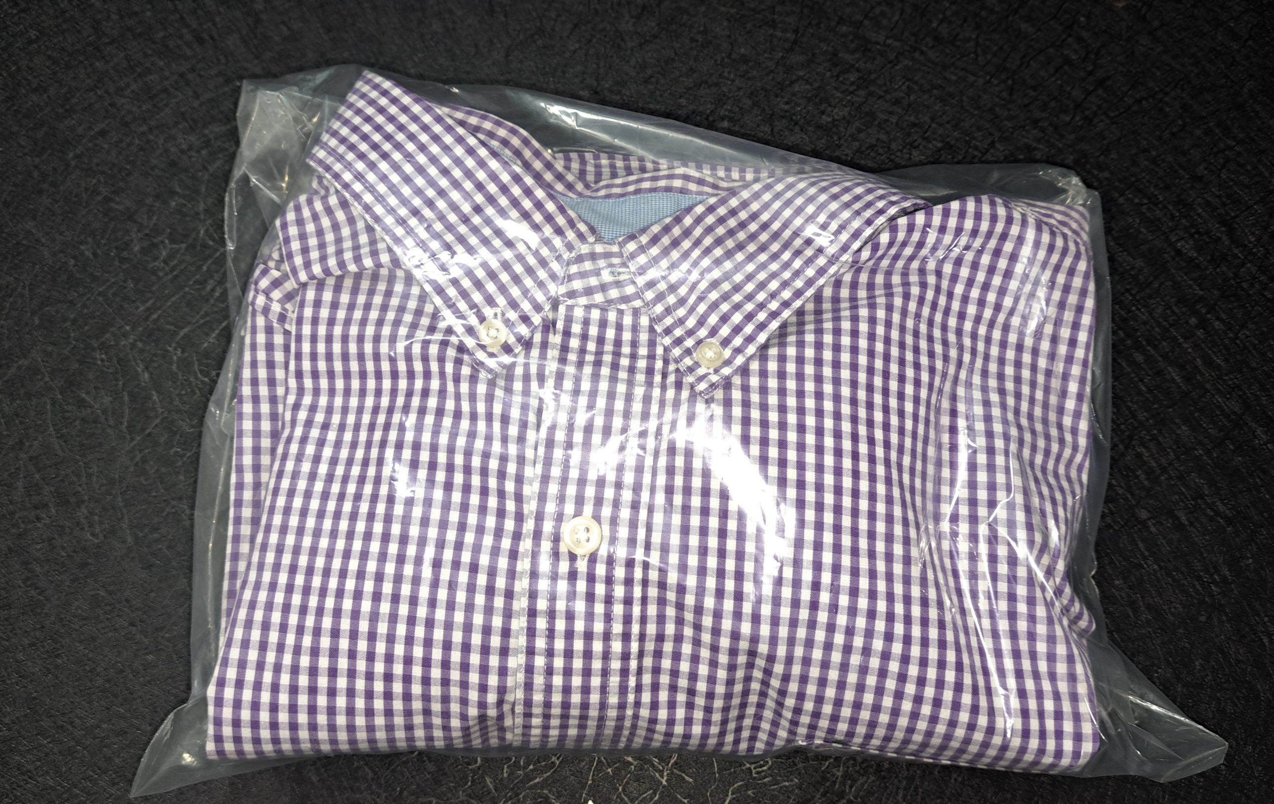 Chaps Men's XXL Tall Purple White Gingham Check Stretch Easy Care Button Down Shirt