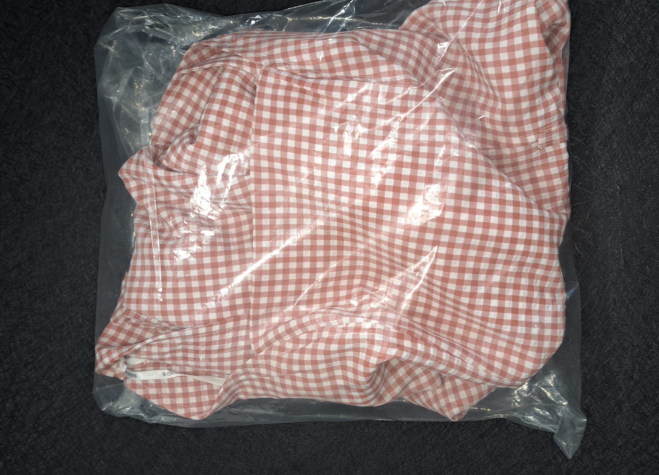 En Focus Studio Gingham Dress Size 8 Pink White Puff Sleeve Square Neck Belted NWT