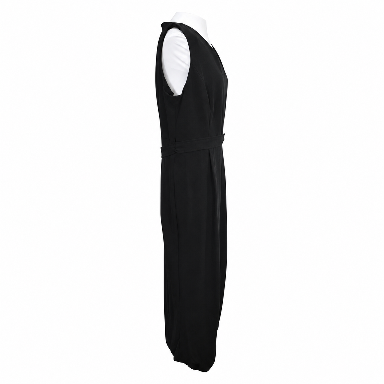 Calvin Klein Black Wide Leg Jumpsuit Size 16 NWT Sleeveless Tie Waist V-Neck.