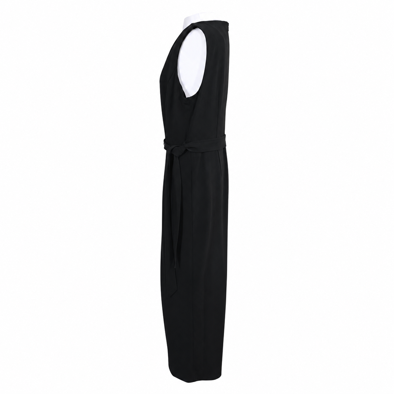 Calvin Klein Black Wide Leg Jumpsuit Size 16 NWT Sleeveless Tie Waist V-Neck.