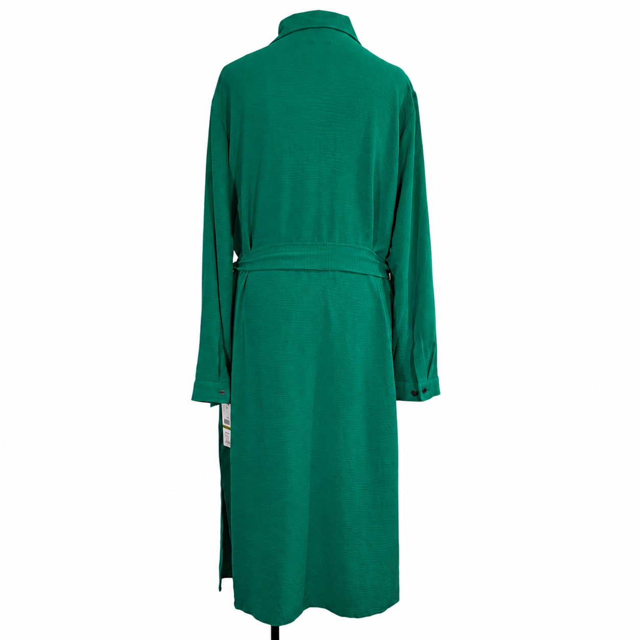 DKNY Women's Green Button Front Shirt Dress Belted Long Sleeve Size 14 NWT