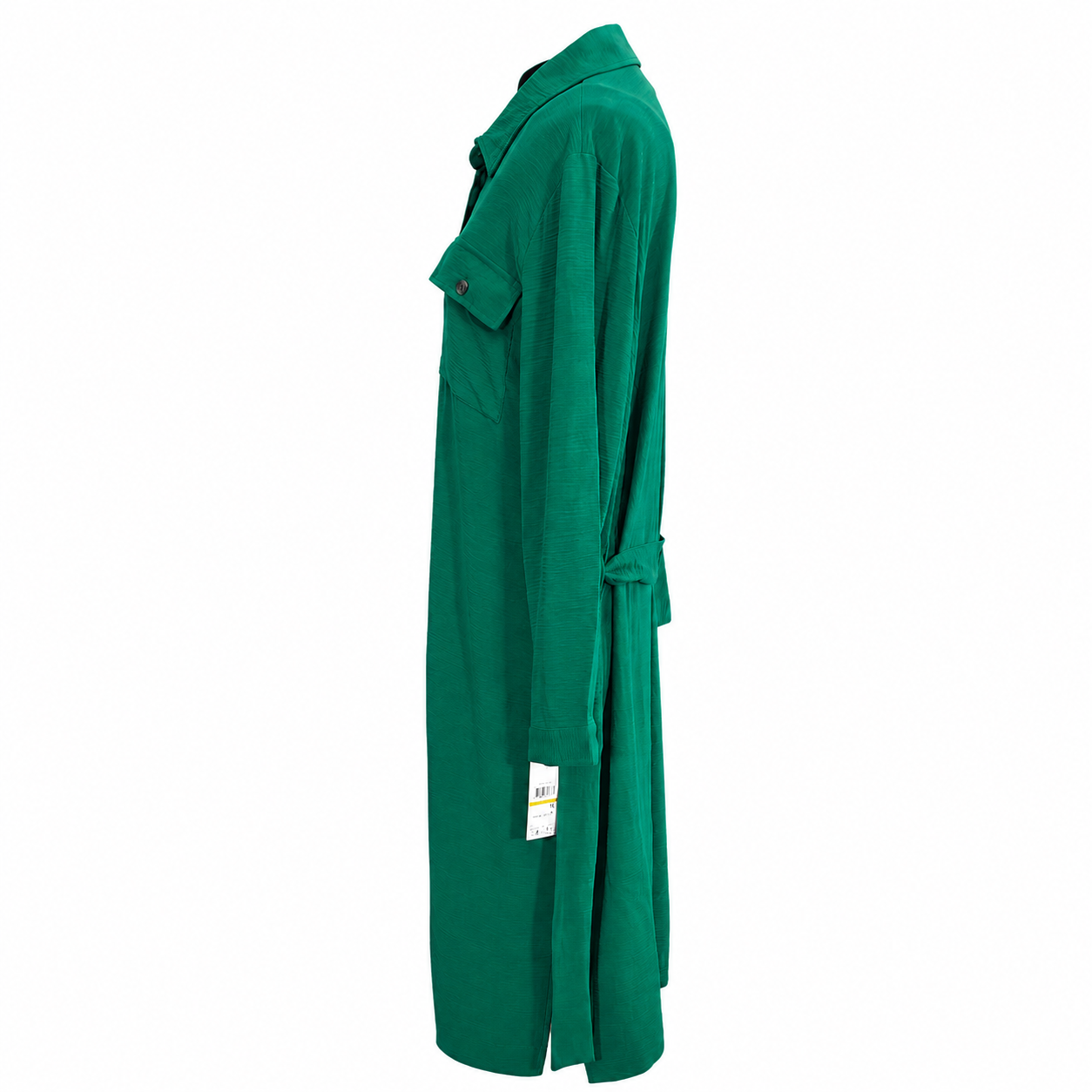 DKNY Women's Green Button Front Shirt Dress Belted Long Sleeve Size 14 NWT