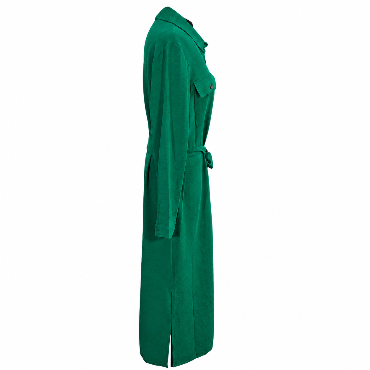 DKNY Women's Green Button Front Shirt Dress Belted Long Sleeve Size 14 NWT