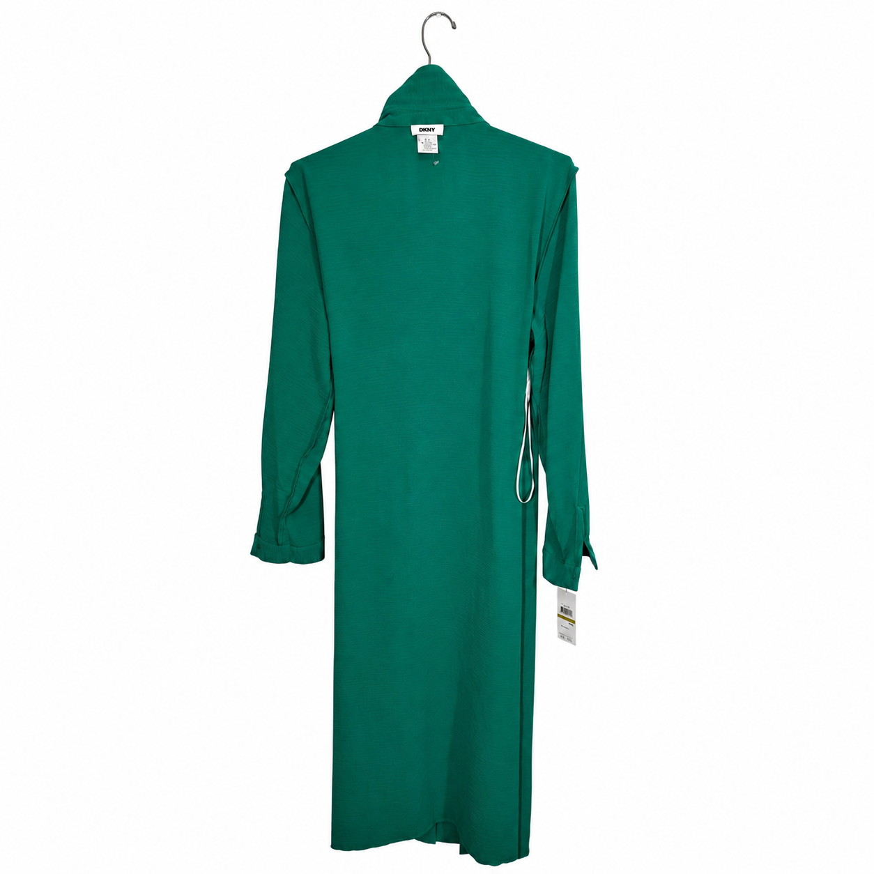 DKNY Women's Green Button Front Shirt Dress Belted Long Sleeve Size 14 NWT