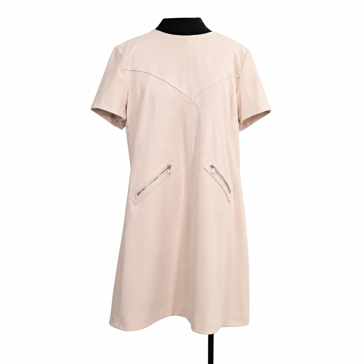 DKNY Women's Size 16 Blush Beige Sheath Dress Short Sleeve Zipper Pocket, NWT.