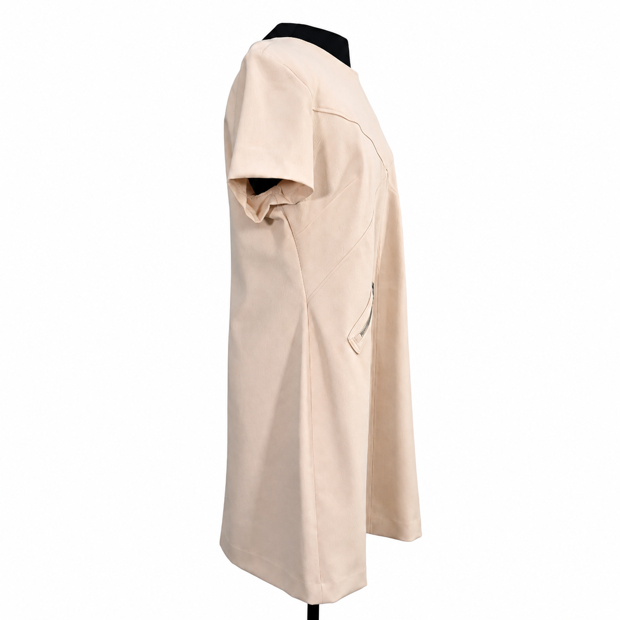 DKNY Women's Size 16 Blush Beige Sheath Dress Short Sleeve Zipper Pocket, NWT.