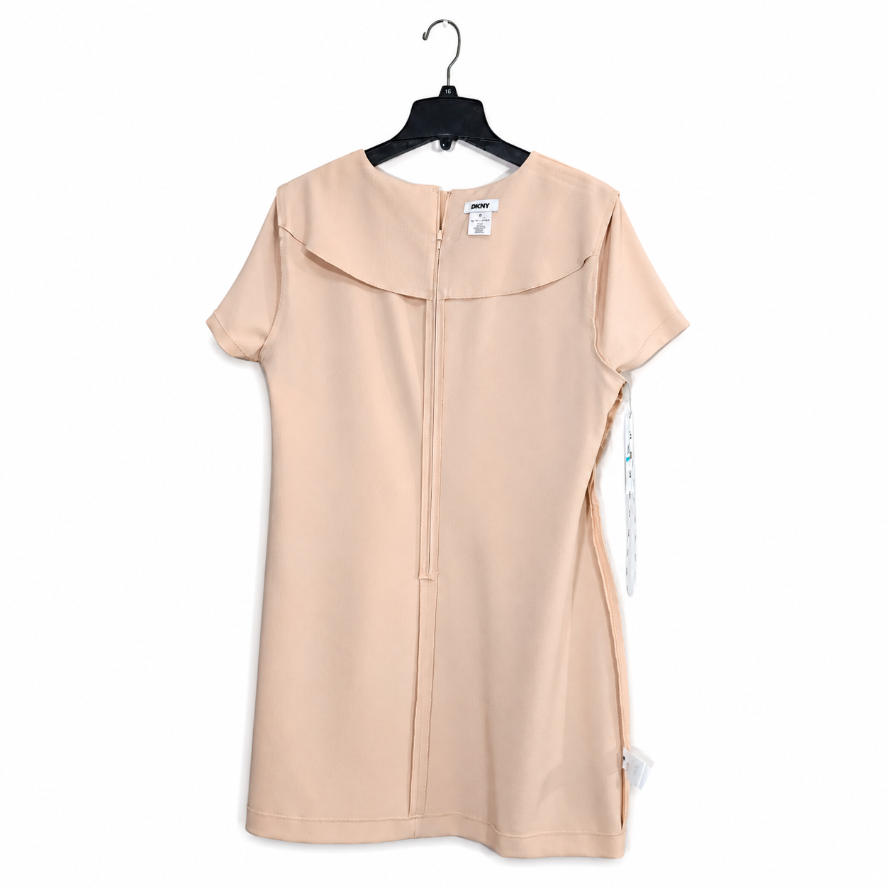 DKNY Women's Size 16 Blush Beige Sheath Dress Short Sleeve Zipper Pocket, NWT.