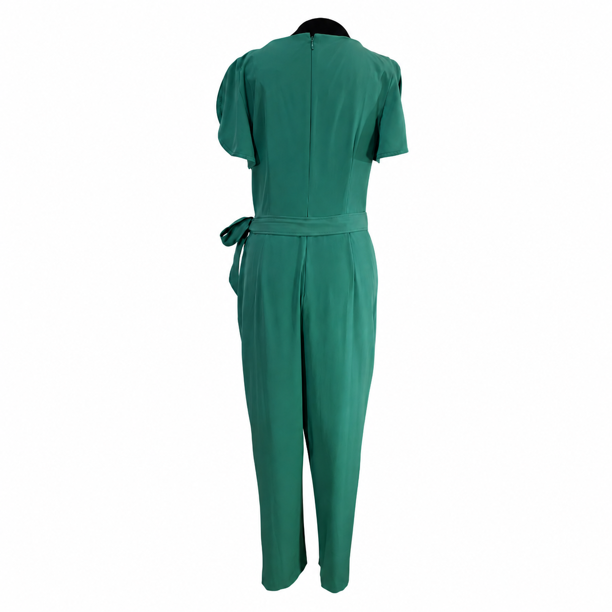 NEW Calvin Klein Emerald Green Flutter Sleeve Belted Straight Leg Jumpsuit Women's Size 10 NWT