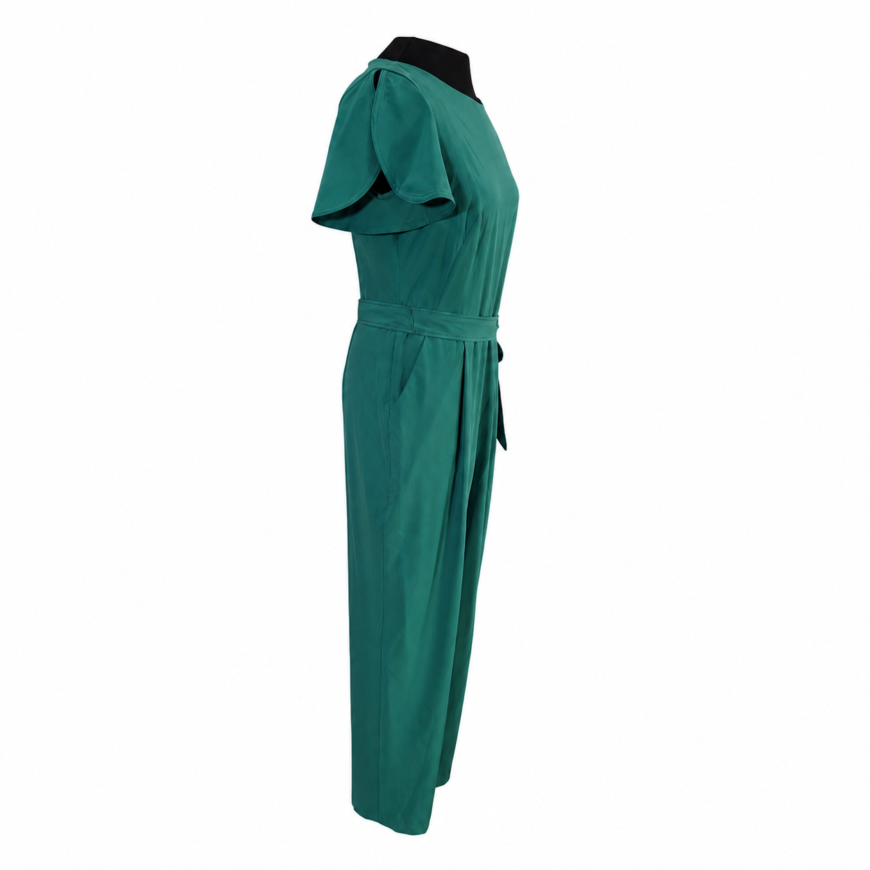 NEW Calvin Klein Emerald Green Flutter Sleeve Belted Straight Leg Jumpsuit Women's Size 10 NWT