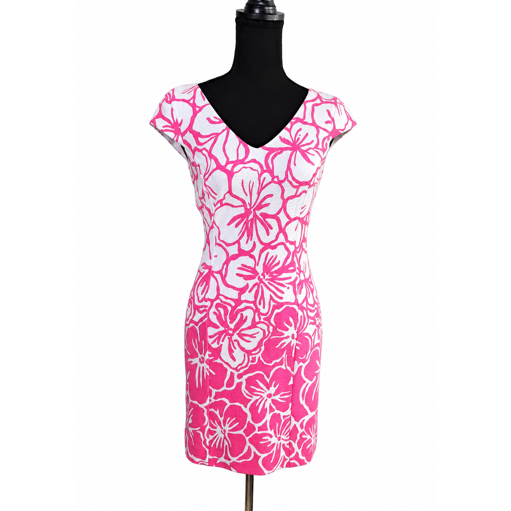 Lilly Pulitzer Desiree Dress XS Pink Strike A Posie Floral Sheath Cap Sleeve NWT.